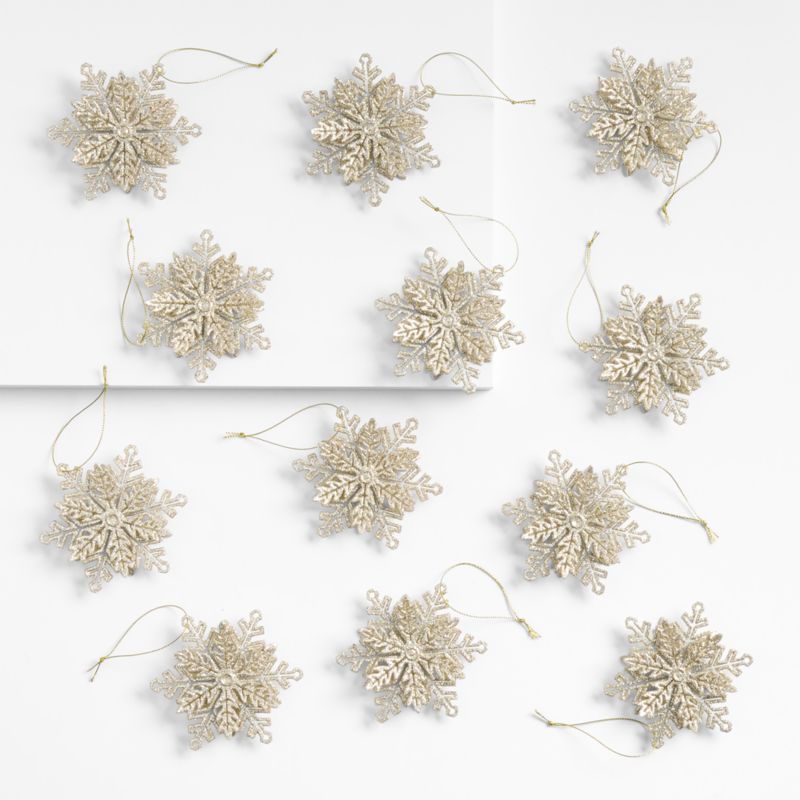 Gold 3D Snowflake Christmas Ornaments, Set of 12 - image 0 of 1