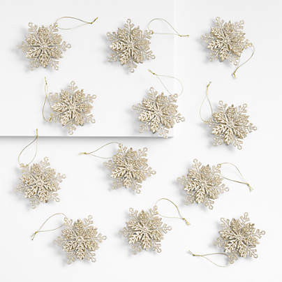 Gold 3D Snowflake Christmas Ornaments, Set of 12