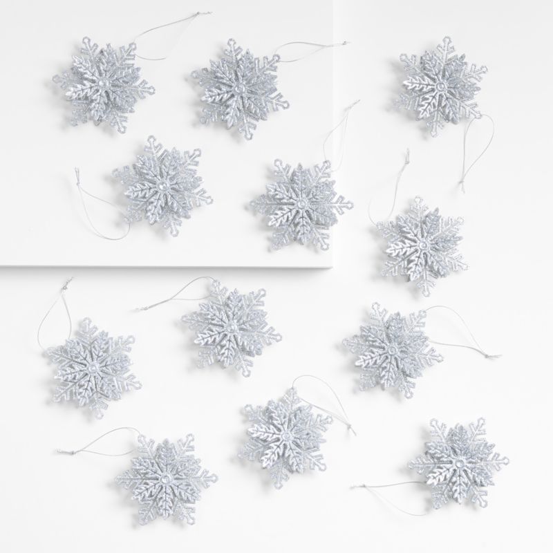 Silver 3D Snowflake Christmas Ornaments, Set of 12 - image 0 of 1