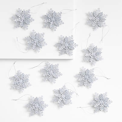 Silver 3D Snowflake Christmas Ornaments, Set of 12