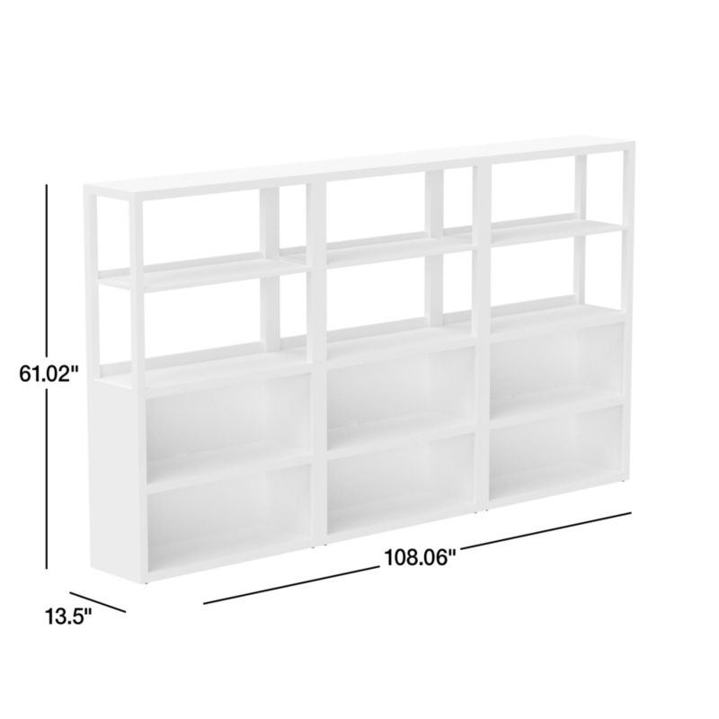 Ever Simple Set of Modular Slate Blue Wood Kids Open Bookcases with Hutches