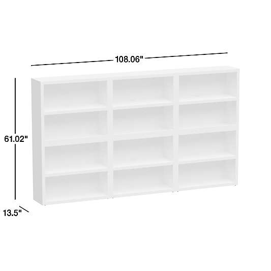 Ever Simple Set of 3 Modular White Wood Kids Open Bookcases