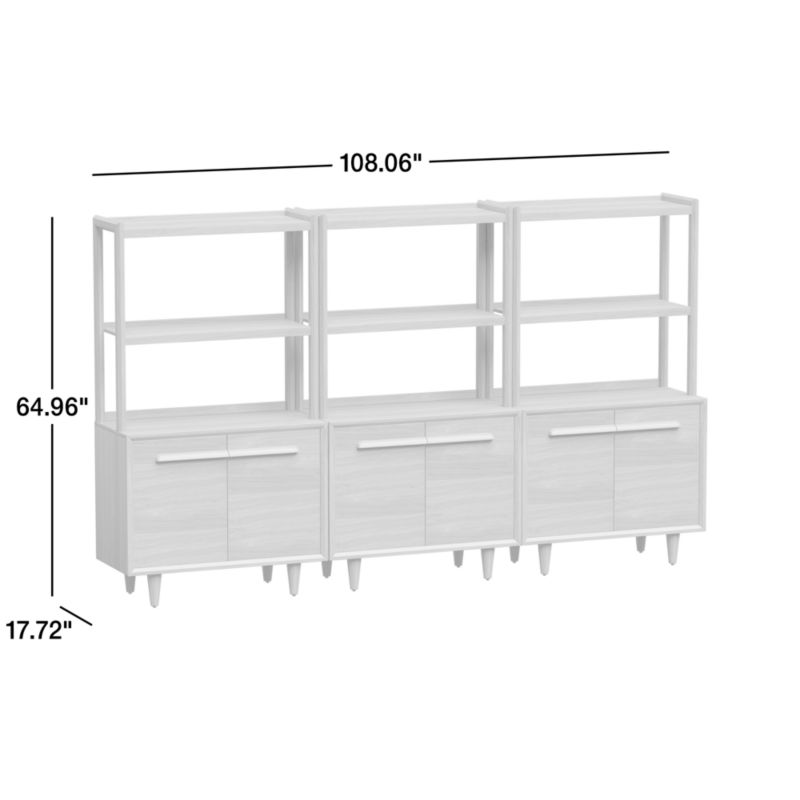 Tatum Set of Modular Walnut Wood 2-Door Kids Storage Bookcases with Hutches