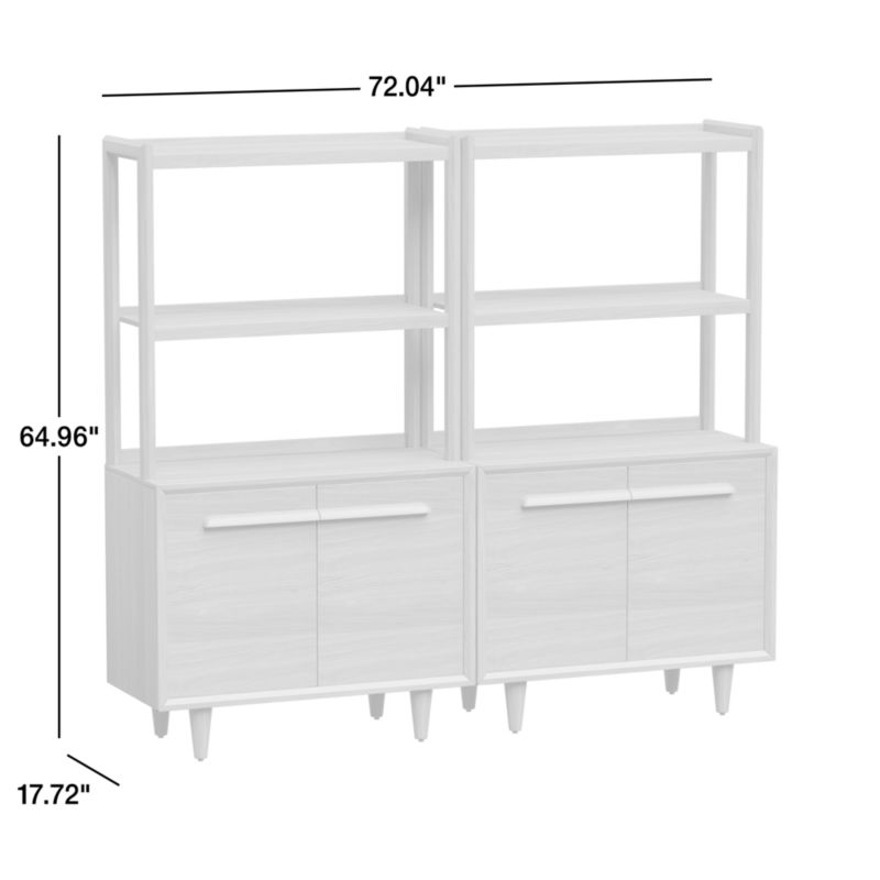 View Tatum Set of 2 Modular Walnut Wood 2-Door Kids Storage Bookcases with Hutches - image 3 of 11