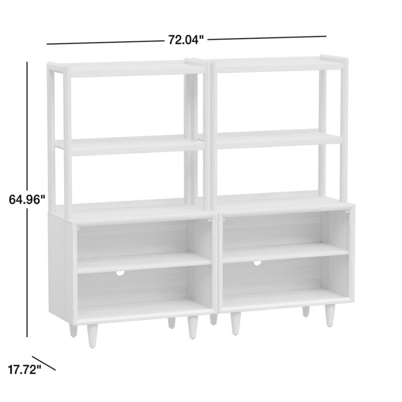 View Tatum Set of 2 Modular Walnut Wood Kids Open Bookcases with Hutches - image 3 of 7