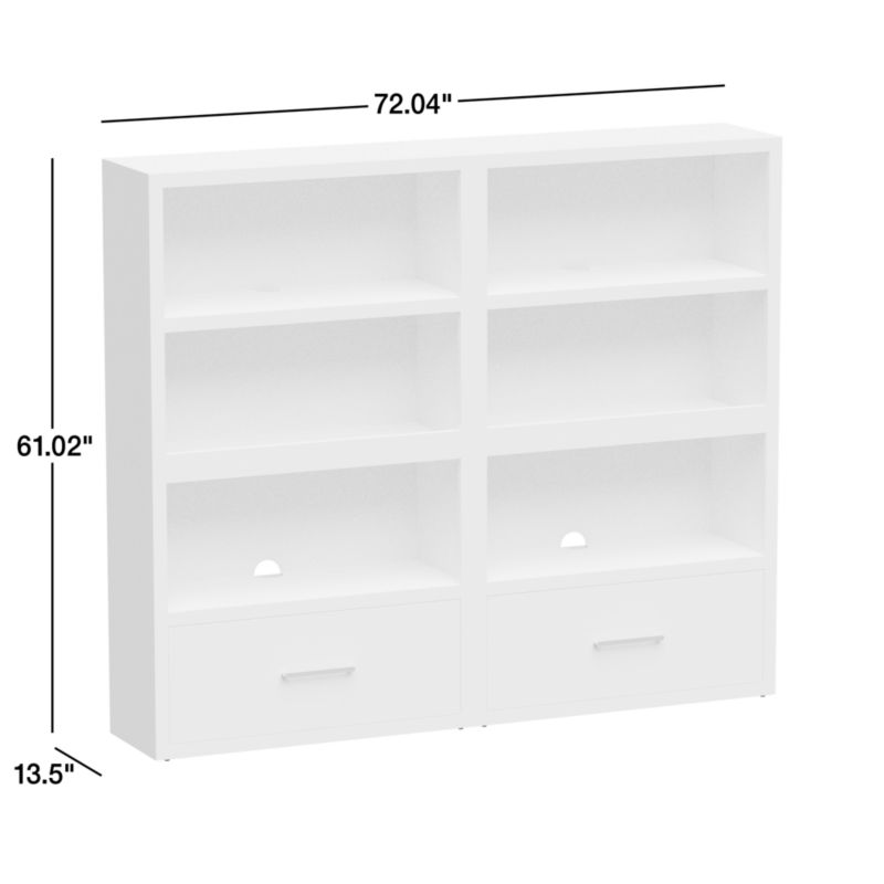 View Ever Simple Set of 2 Modular White Wood Kids Open Bookcases with Drawers - image 3 of 11