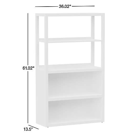 Ever Simple Modular White Wood Kids Open Bookcase with Hutch