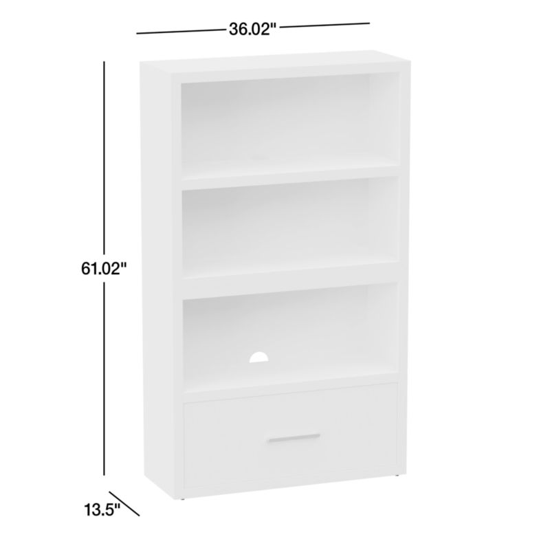 Ever Simple Modular Slate Blue Wood Kids Open Bookcase with Drawer ...