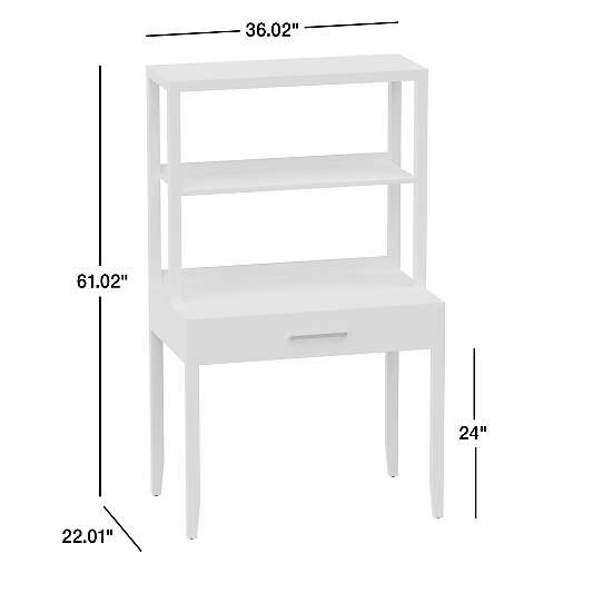 Ever Simple Modular White Wood Kids Desk with Hutch