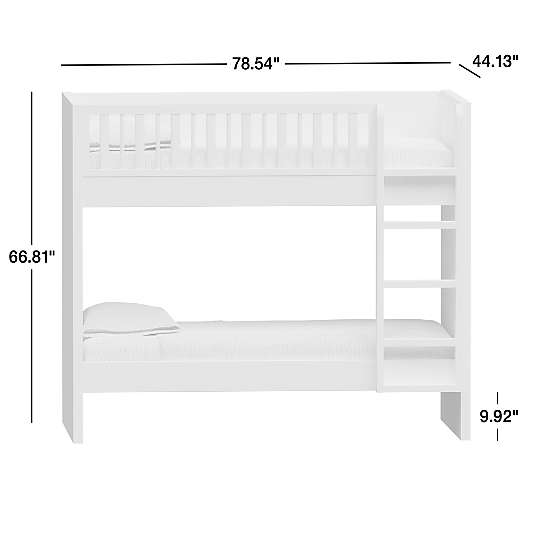 Finn White Wood Kids Bunk Bed with Oak Wood Ladder