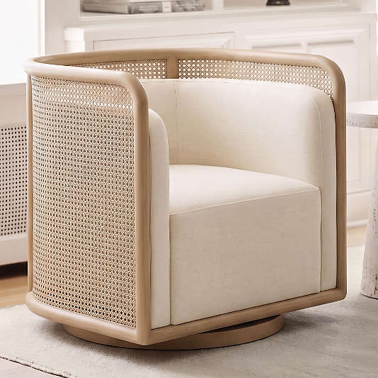 Fields Cane Back Swivel Accent Chair by Leanne Ford