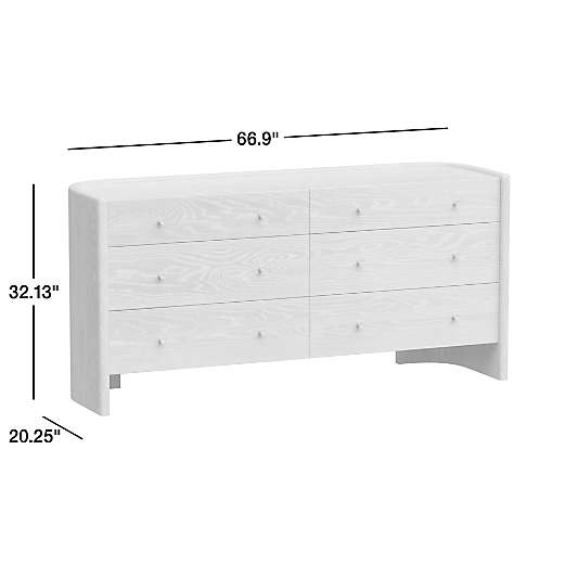 Soleri Cerused Natural Oak Wood 6-Drawer Dresser