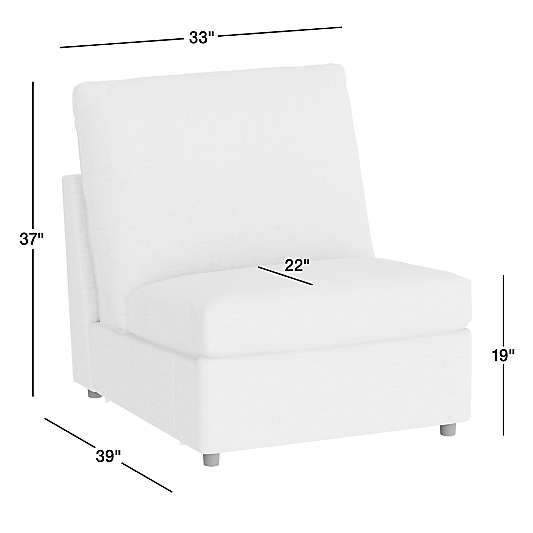 Lounge Leather Stationary Armless Chair Sectional Piece