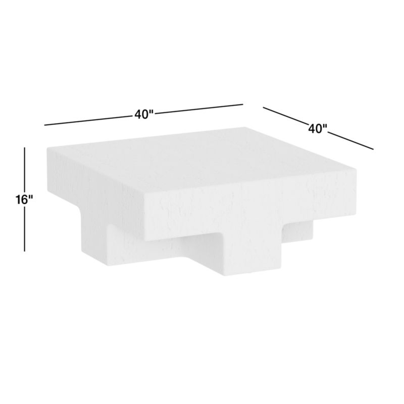 Tito Textured Faux Travertine 40" Square Coffee Table