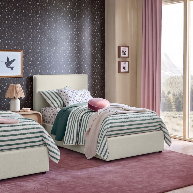 Noa Cream Upholstered Flange Kids Full Storage Bed - image 5 of 11