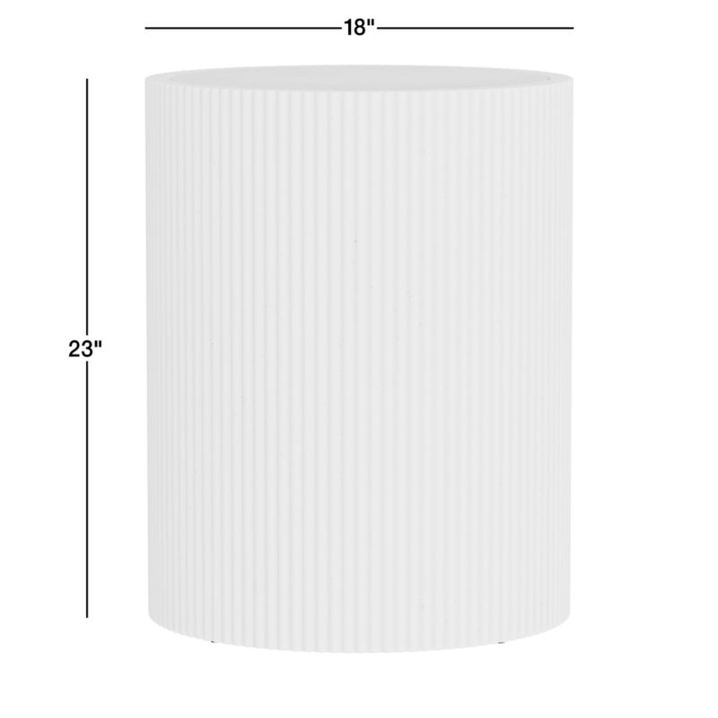 Kahn Cream Ribbed Concrete and Oak Wood 18" Side Table