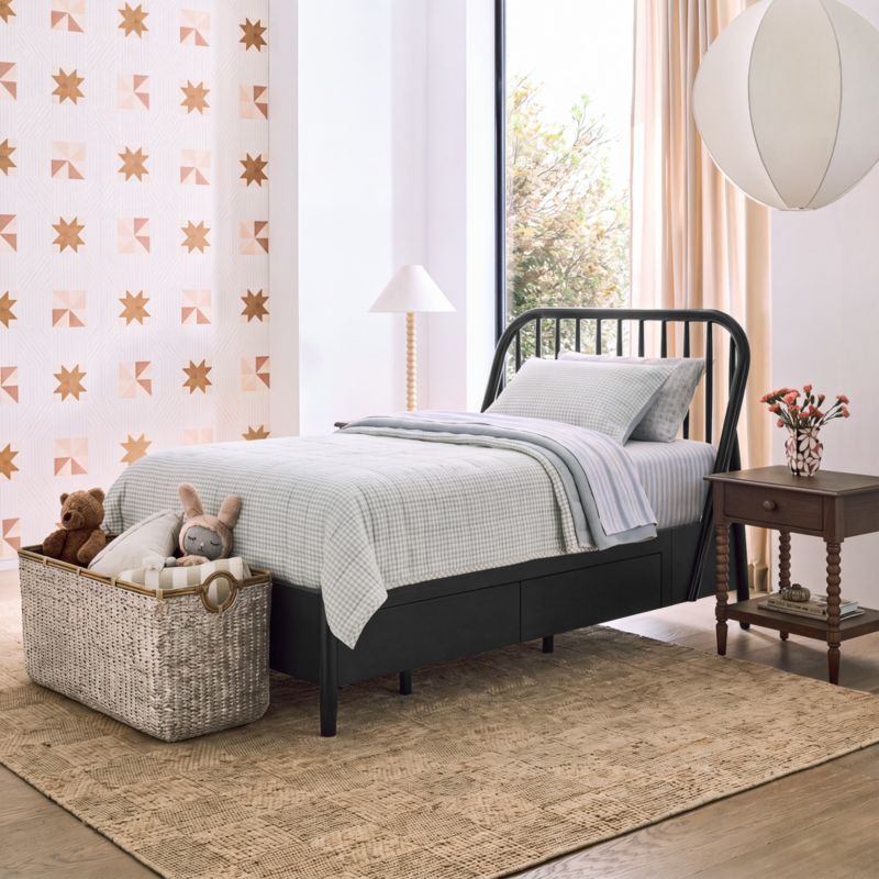 Bodie Ebonized Black Oak Wood Spindle Kids Full Storage Bed - image 6 of 14