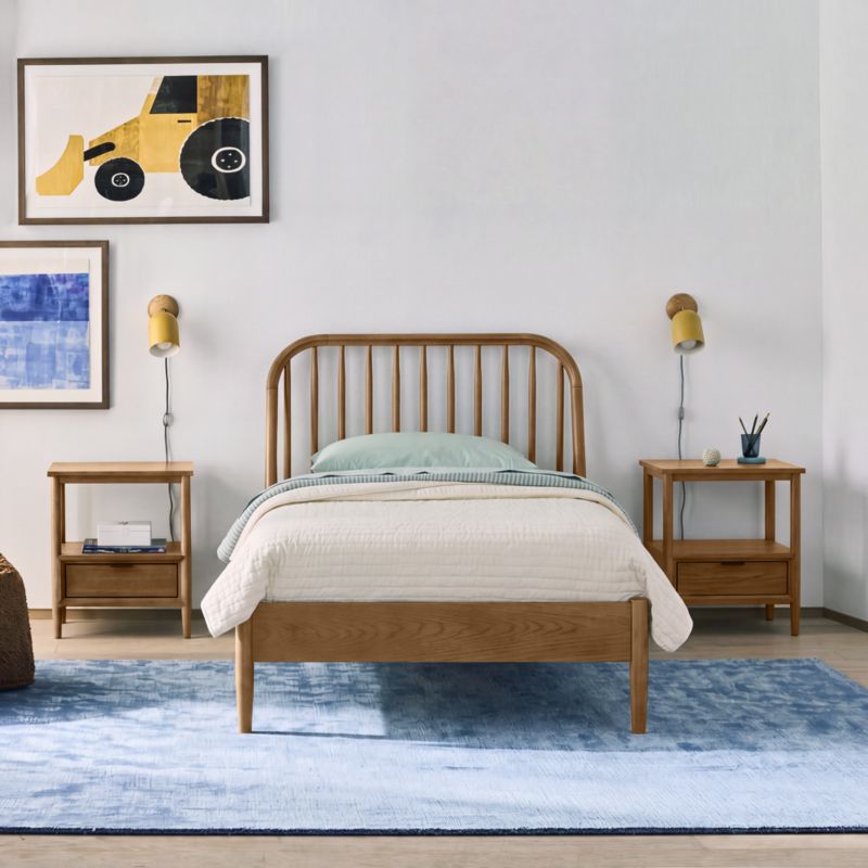 Bodie Spindle Flax Brown Wood Kids Twin Bed - image 2 of 12