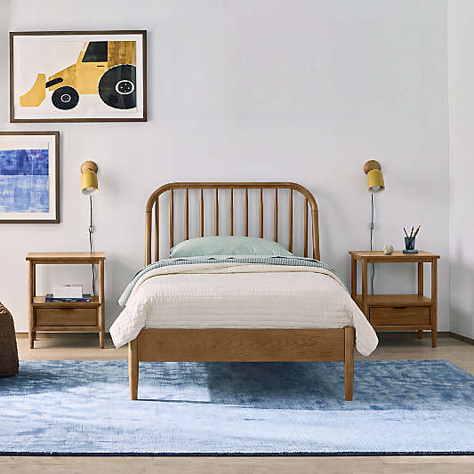 Bodie Spindle Flax Brown Wood Kids Bed