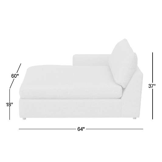 Lounge Deep Leather Left-Arm Extra Wide Chaise Lounge Sectional Piece