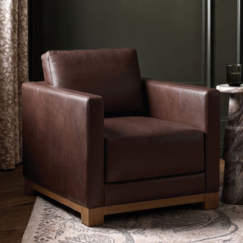 Gather Deep Wood Base 37" Leather Chair - image 3 of 8