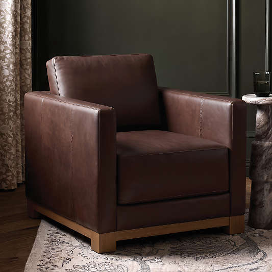 Gather Deep Wood Base 37" Leather Chair