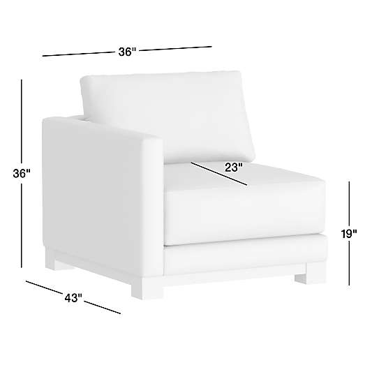 Gather Wood Base Leather Left-Arm Chair Sectional Piece