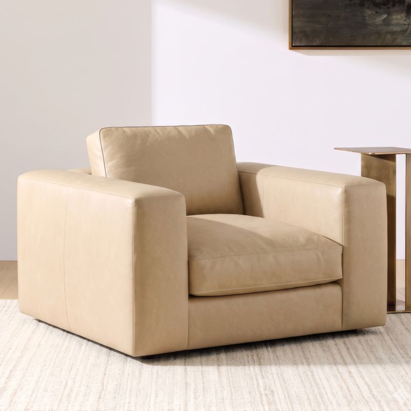 Oceanside Deep Low 42" Leather Swivel Chair - image 2 of 8