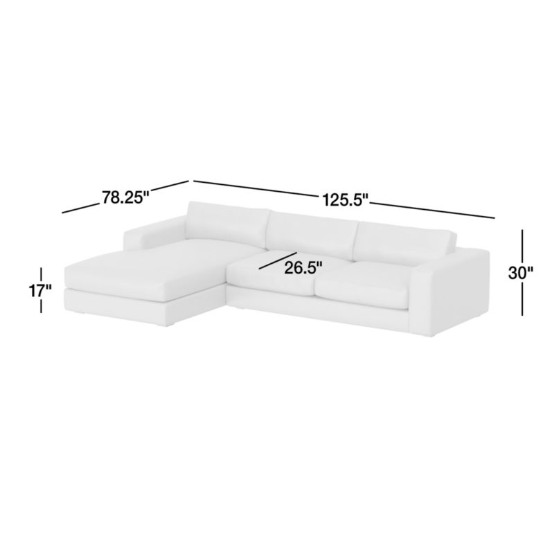 View Oceanside Low Leather 2-Piece Deep-Seat Left-Arm Chaise Sectional Sofa - image 4 of 11