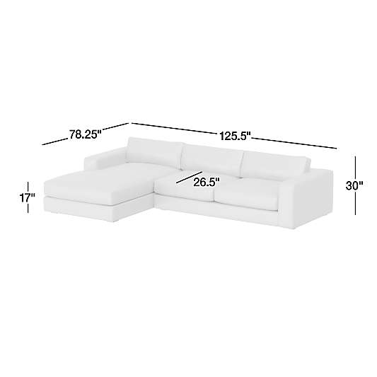 Oceanside Low Leather 2-Piece Deep-Seat Left-Arm Chaise Sectional Sofa