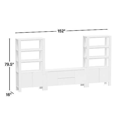 Terra 68" Natural Oak Wood Storage Media Console with 2 Bookcases