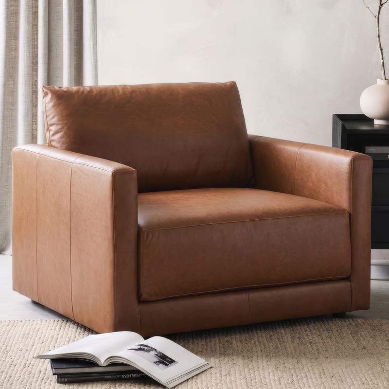 Gather 49" Leather Chair and a Half - image 4 of 11