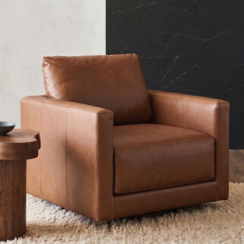 Gather 40" Leather Swivel Chair - image 4 of 10