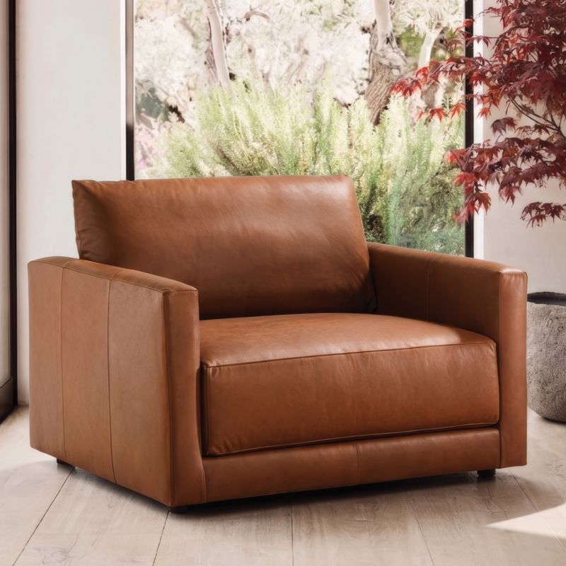 Gather Deep 49" Leather Chair and a Half - image 5 of 11
