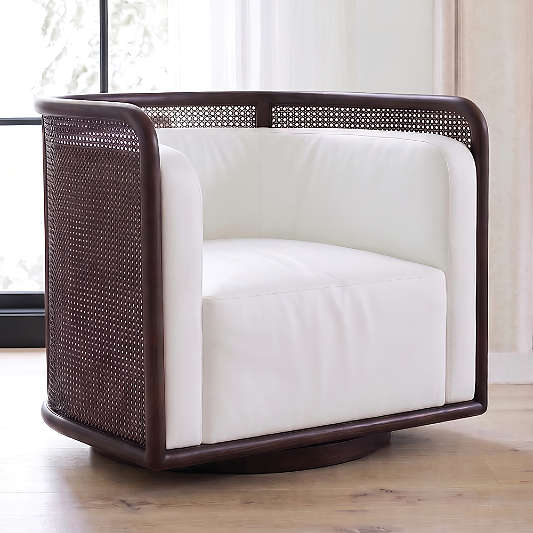 Fields Cane Back Swivel Accent Chair by Leanne Ford