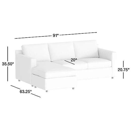 Barrett II 91" Reversible Storage Chaise Lounge Sectional Sofa