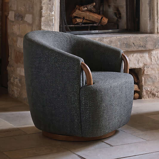 Rapallo Wood Swivel Accent Chair