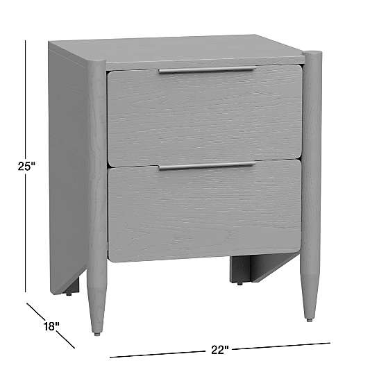 Casa Black Finish Oak Wood Nightstand with Drawers