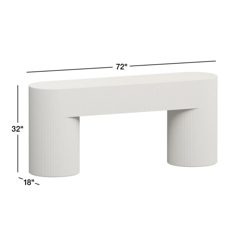 View Kahn 72" Oval Ribbed White Concrete and Oak Wood Console Table - image 3 of 9