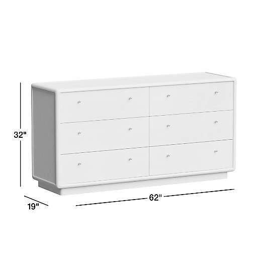 Lafayette Whitewashed Wood 6-Drawer Dresser