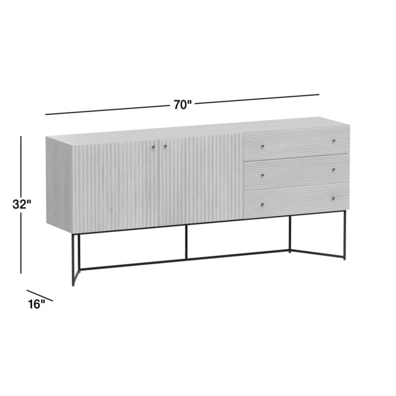 Evie 70" Natural Elm Wood and Black Iron Storage Media Console