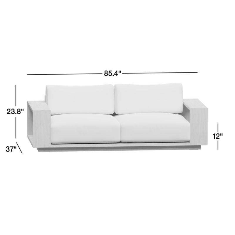 View Mallorca 85" Wood Outdoor Sofa with Ivory Cushions - image 3 of 10