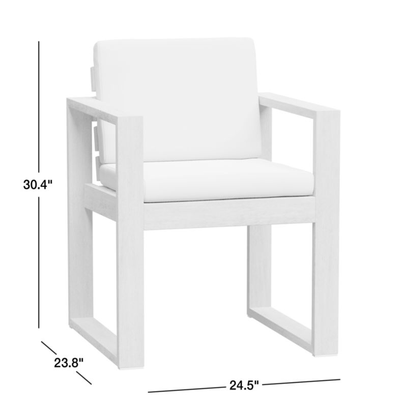 View Mallorca Wood Outdoor Dining Arm Chair with Ivory Cushions - image 3 of 9