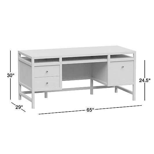 Keane 65" Weathered Natural Wood Desk with Outlets