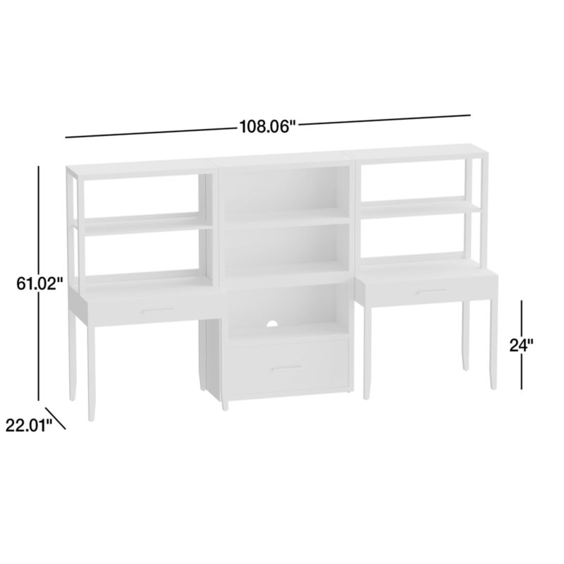 View Ever Simple Set of 2 Modular White Wood Kids Desks with Drawer Bookcase - image 3 of 14