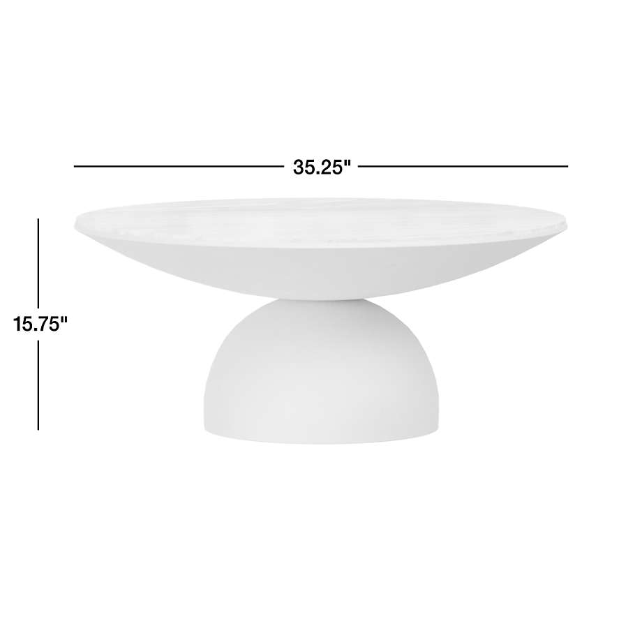 View Dev Black Marble and Grey Metal 47" Round Coffee Table - image 2 of 12