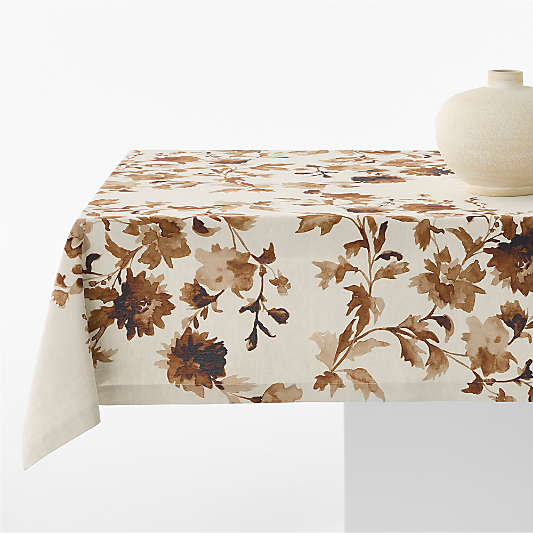 Watercolor Floral Linen Cotton 60" x 102" Tablecloth