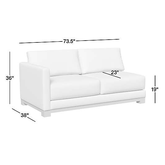 Gather Wood Base Leather Left-Arm Sofa Sectional Piece