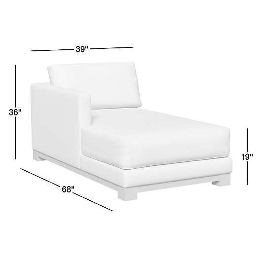 Gather Wood Base Leather Left-Arm Chaise Lounge Sectional Piece