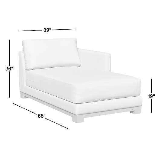 Gather Wood Base Leather Right-Arm Chaise Lounge Sectional Piece